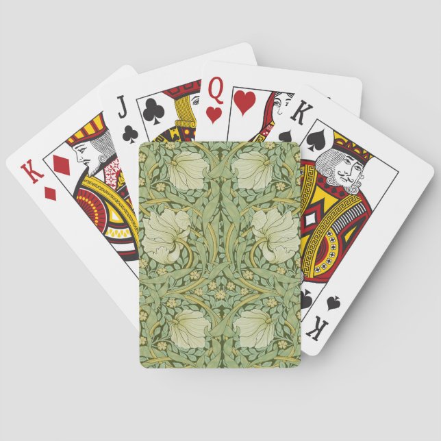 William Morris Pimpernel Floral Blue Wallpaper Poker Cards (Back)
