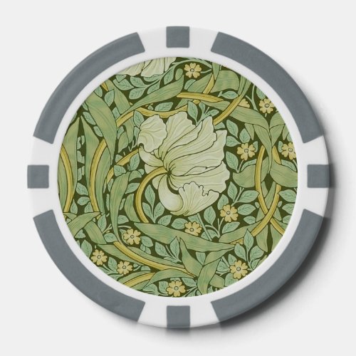 William Morris Pimpernel Floral Blue Wallpaper Poker Chips