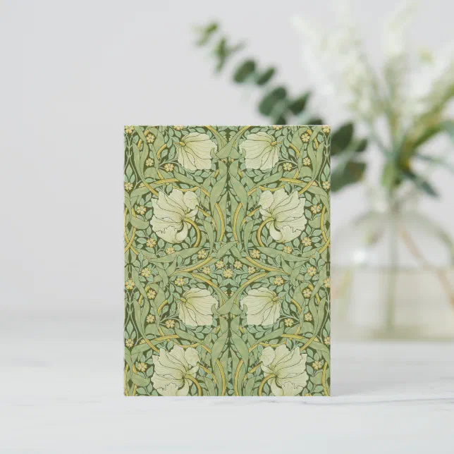William Morris Pimpernel Floral Blue Wallpaper Postcard | Zazzle
