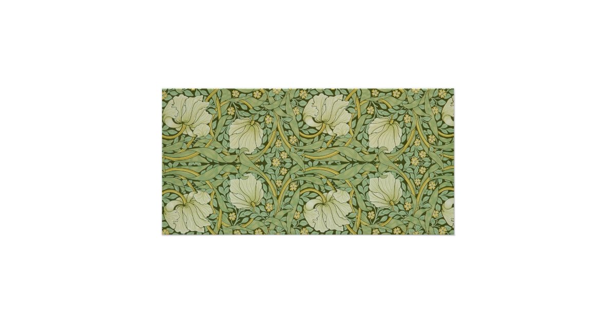 William Morris Pimpernel Floral Blue Wallpaper Poster | Zazzle