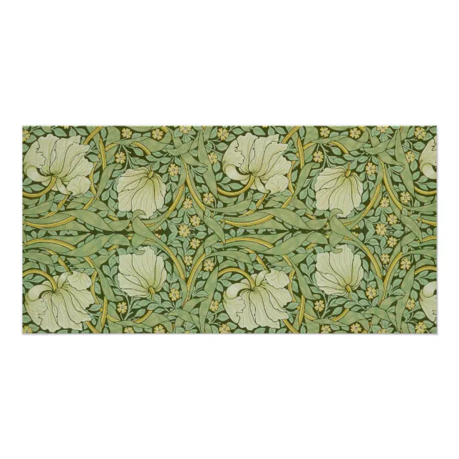 William Morris Pimpernel Floral Blue Wallpaper Poster | Zazzle