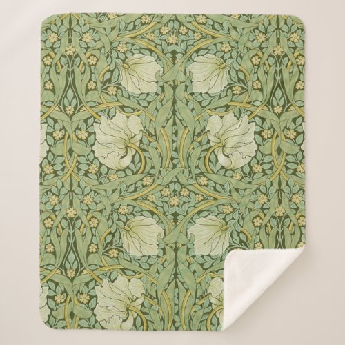 William Morris Pimpernel Floral Blue Wallpaper Sherpa Blanket