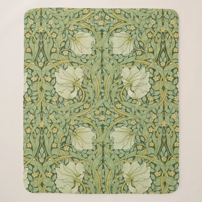 William Morris Pimpernel Floral Blue Wallpaper Sherpa Blanket | Zazzle