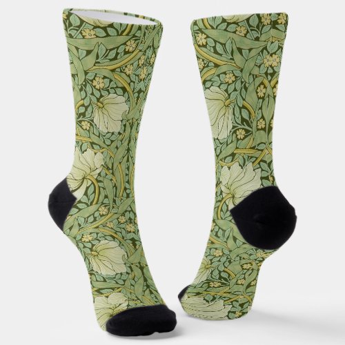 William Morris Pimpernel Floral Blue Wallpaper Socks