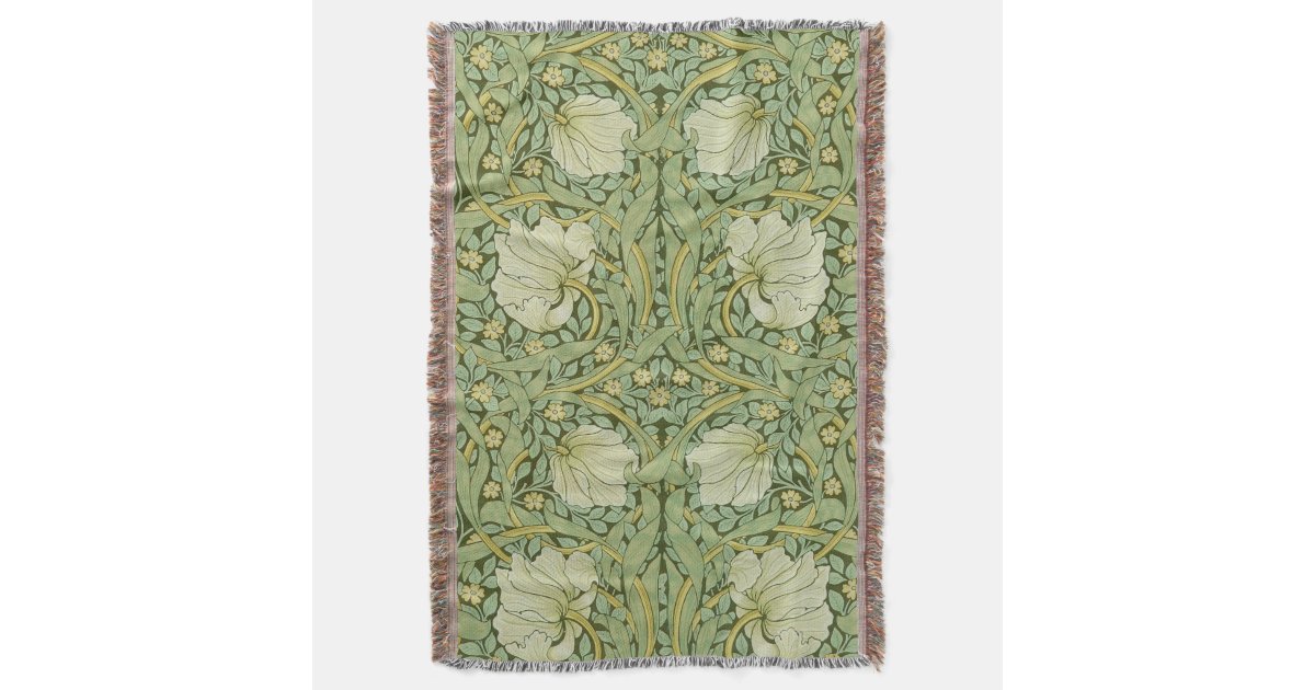 William Morris Pimpernel Floral Blue Wallpaper Throw Blanket | Zazzle