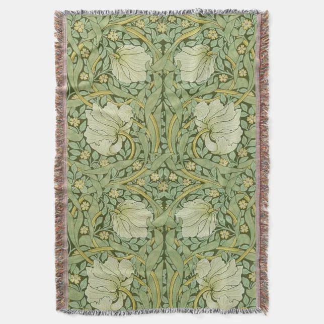 William Morris Pimpernel Floral Blue Wallpaper Throw Blanket | Zazzle