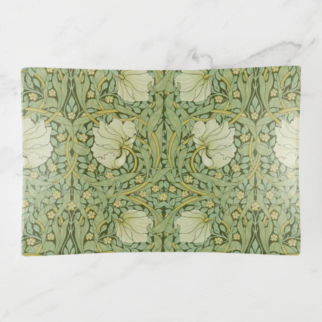 William Morris Pimpernel Floral Blue Wallpaper Trinket Tray | Zazzle