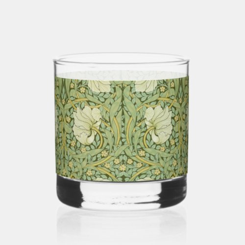 William Morris Pimpernel Floral Blue Wallpaper Whiskey Glass