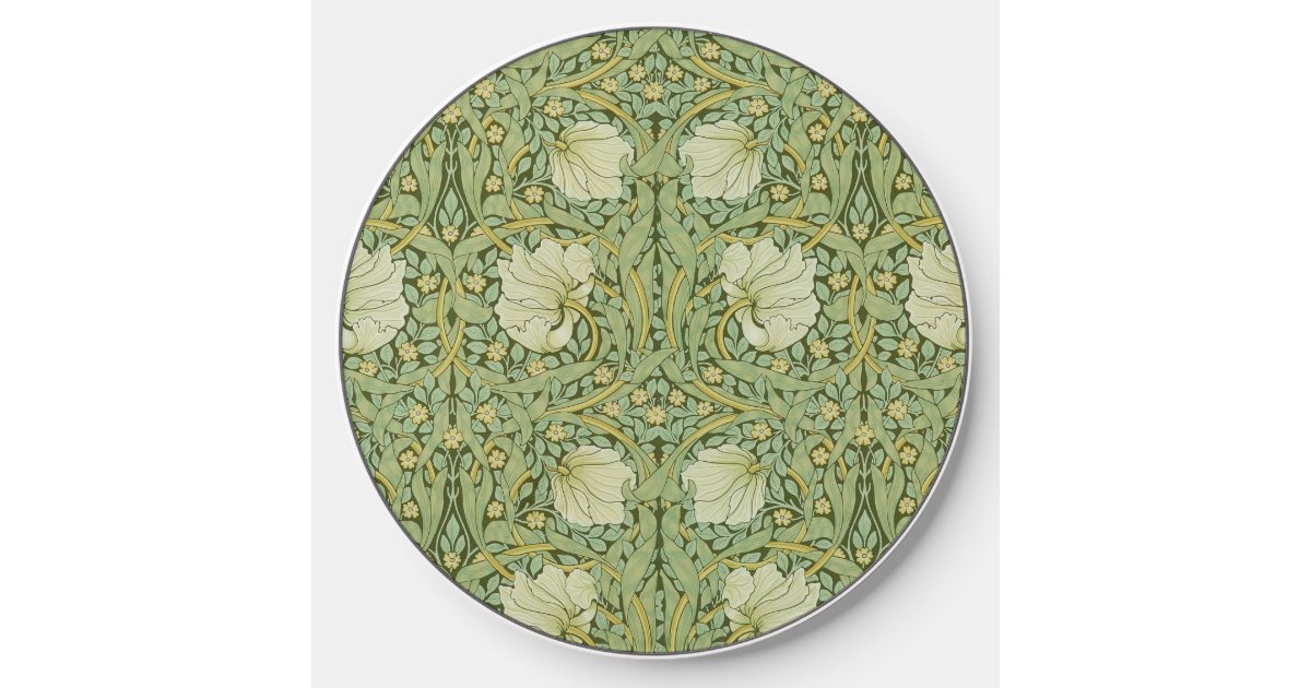 William Morris Pimpernel Floral Blue Wallpaper Wireless Charger | Zazzle