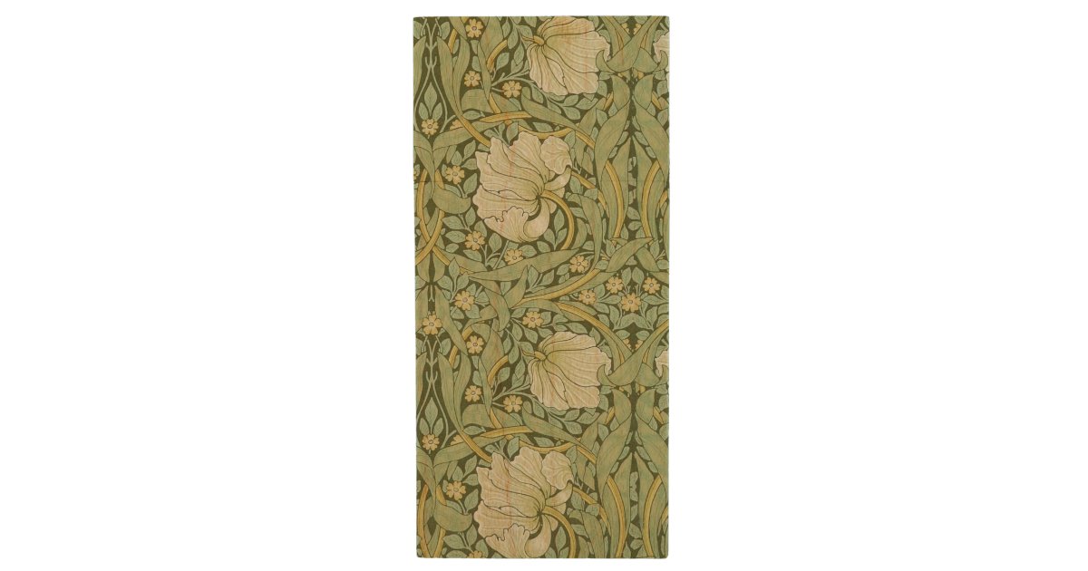 William Morris Pimpernel Floral Blue Wallpaper Wood Flash Drive | Zazzle