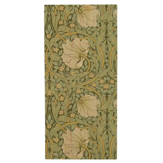 William Morris Pimpernel Floral Blue Wallpaper Wood Flash Drive | Zazzle