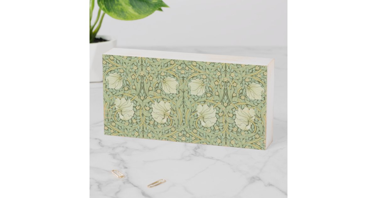 William Morris Pimpernel Floral Blue Wallpaper Wooden Box Sign | Zazzle