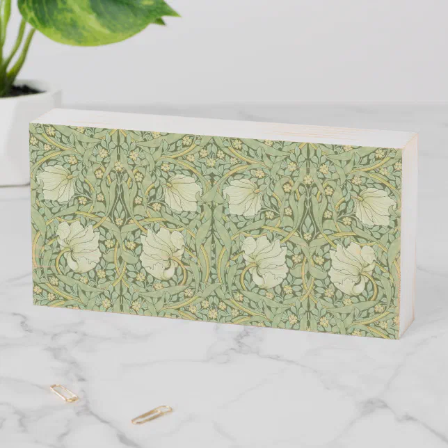 William Morris Pimpernel Floral Blue Wallpaper Wooden Box Sign | Zazzle