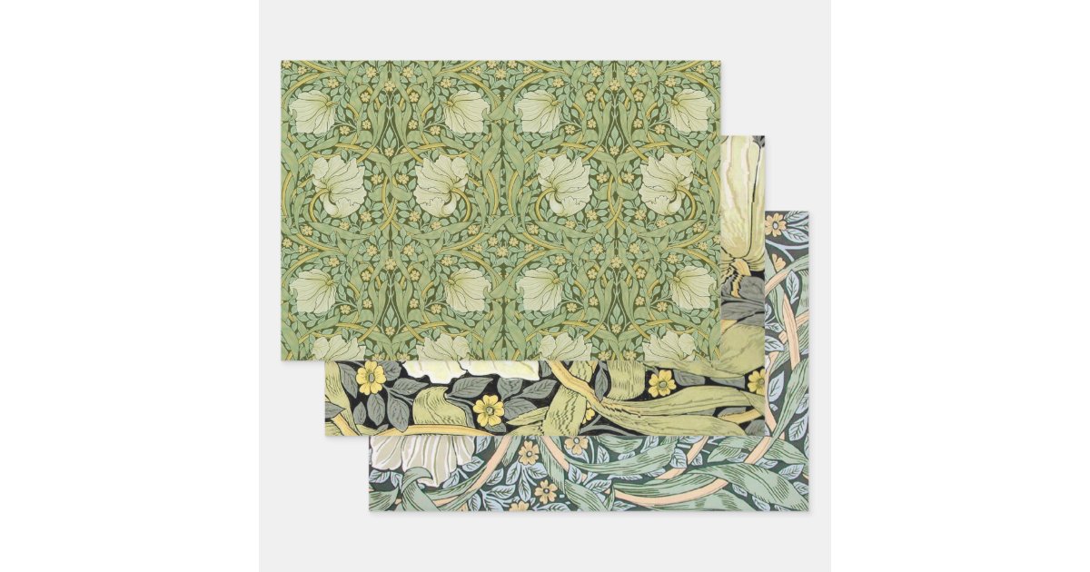 William Morris Pimpernel Floral Blue Wallpaper Wrapping Paper Sheets ...