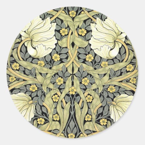 William Morris Pimpernel Floral Wallpaper Classic Round Sticker