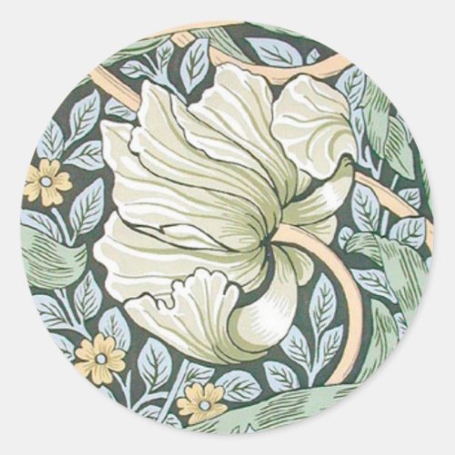 William Morris Pimpernel Floral Wallpaper Classic Round Sticker