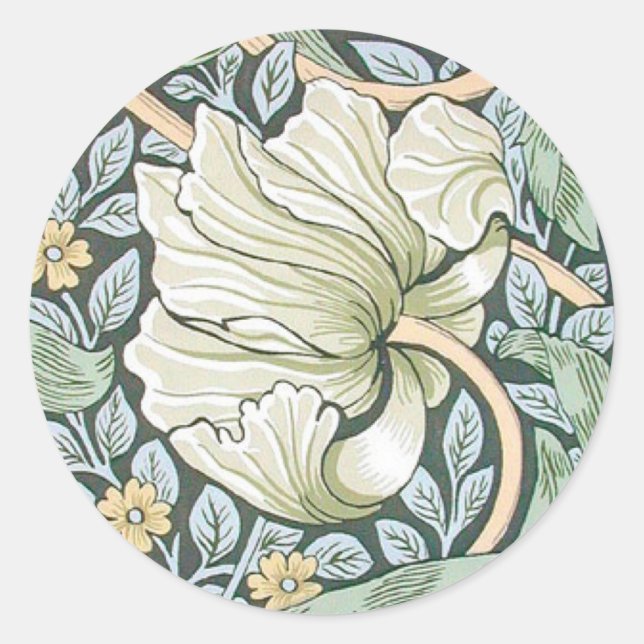 William Morris Pimpernel Floral Wallpaper Classic Round Sticker (Front)