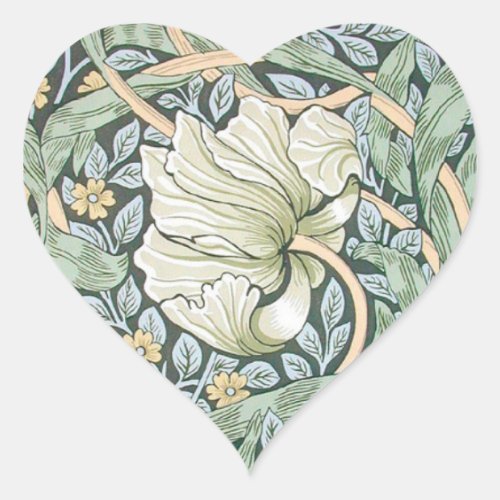 William Morris Pimpernel Floral Wallpaper Heart Sticker