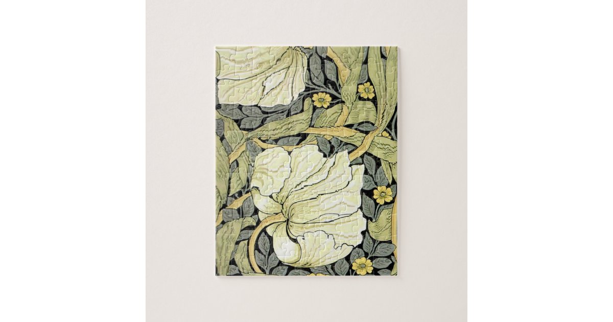 William Morris Pimpernel Floral Wallpaper Jigsaw Puzzle | Zazzle