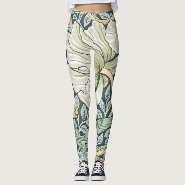 William Morris Pimpernel Floral Wallpaper Leggings (Front)