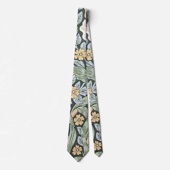 William Morris Pimpernel Floral Wallpaper Neck Tie (Front)