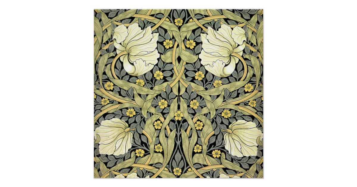 William Morris Pimpernel Floral Wallpaper Poster | Zazzle