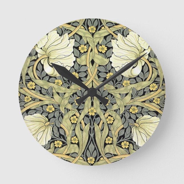 William Morris Pimpernel Floral Wallpaper Round Clock (Front)