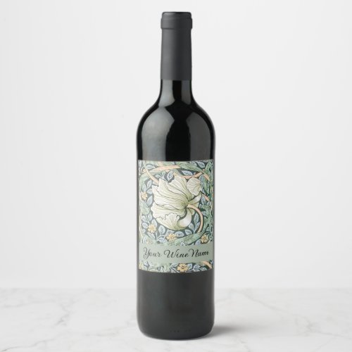 William Morris Pimpernel Floral Wallpaper Wine Label