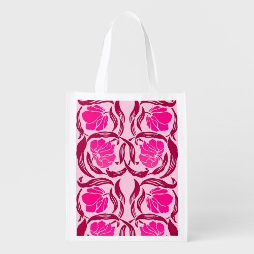 William Morris Pimpernel Fuchsia  Light Pink Grocery Bag