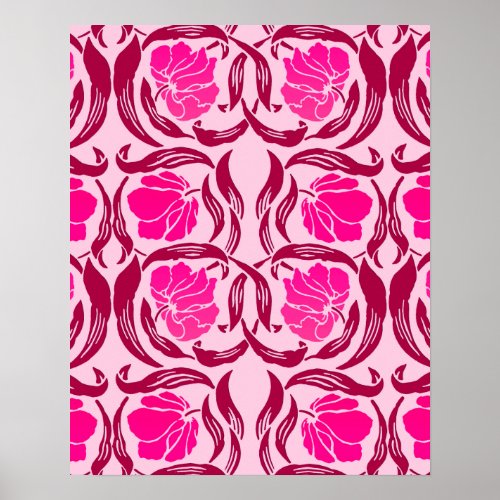 William Morris Pimpernel Fuchsia  Light Pink Poster