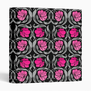 William Morris Pimpernel, Fuchsia Pink and Black 3 Ring Binder