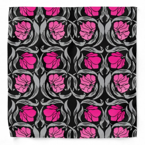 William Morris Pimpernel Fuchsia Pink and Black Bandana