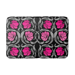 William Morris Pimpernel, Fuchsia Pink and Black Bathroom Mat