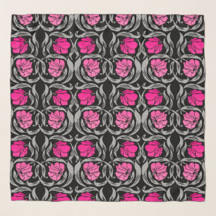 William Morris Pimpernel, Fuchsia Pink and Black Scarf