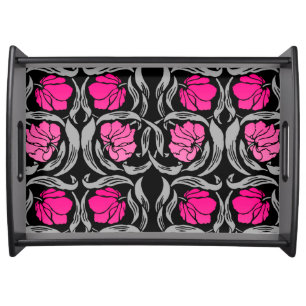 William Morris Pimpernel, Fuchsia Pink and Black Serving Tray