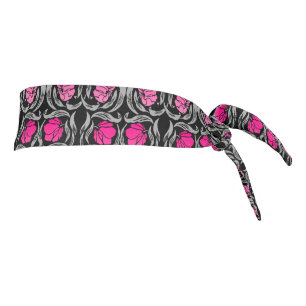 William Morris Pimpernel, Fuchsia Pink and Black Tie Headband