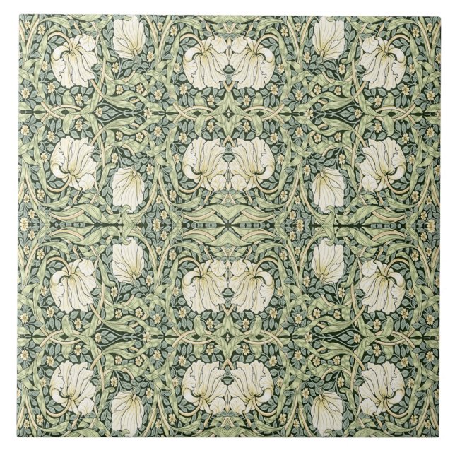 William Morris Pimpernel Green Ceramic Tile (Front)