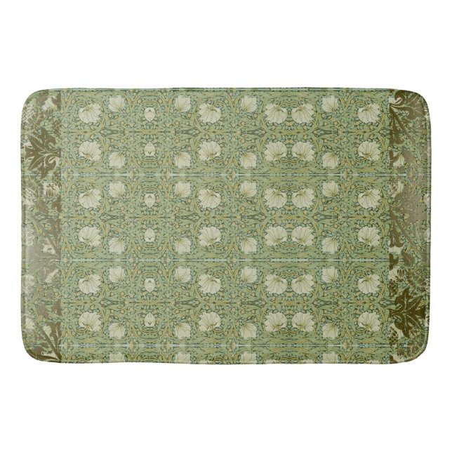 William * Morris  Pimpernel Green Floral Bath Mat (Front)