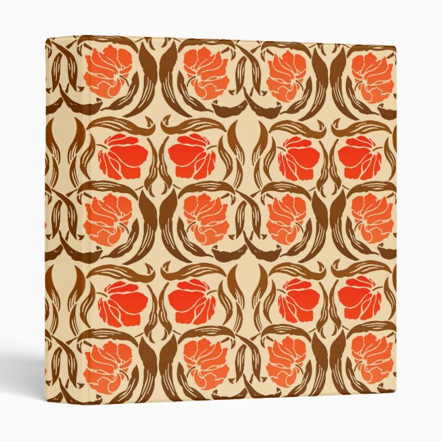 William Morris Pimpernel, Mandarin Orange & Brown 3 Ring Binder (Front/Spine)