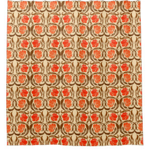 William Morris Pimpernel, Mandarin Orange & Brown Shower Curtain