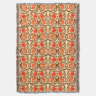 William Morris Pimpernel, Mandarin Orange & Brown Throw Blanket