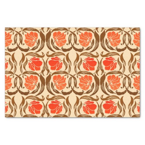 William Morris Pimpernel Mandarin Orange  Brown Tissue Paper