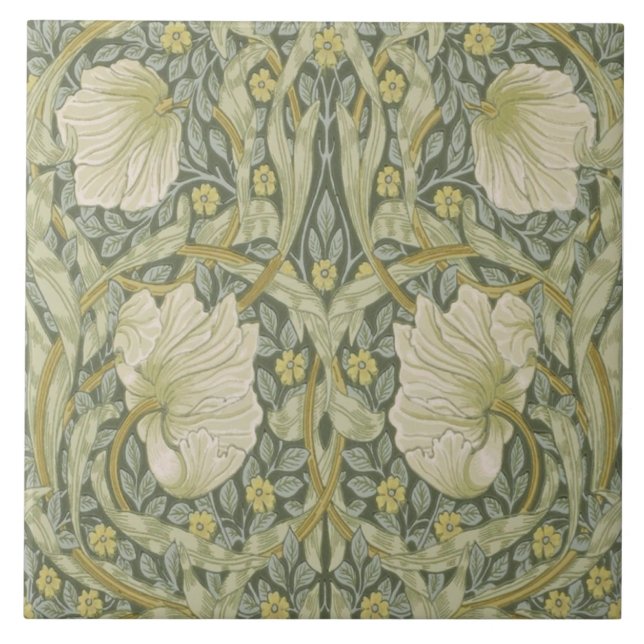 William Morris Pimpernel Matching Repeat Design Ceramic Tile (Front)