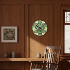 William Morris Pimpernel Mission Style Round Clock