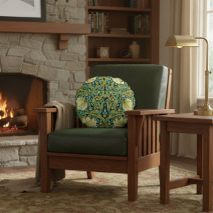 William Morris Pimpernel Mission Style Round Pillow