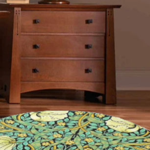 William Morris Pimpernel Mission Style Round Rug