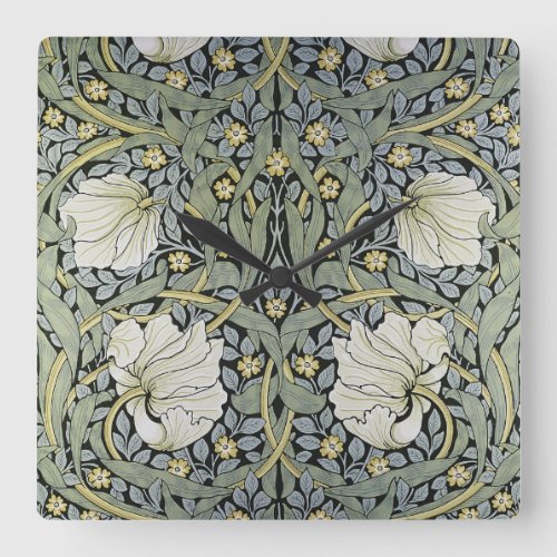 William Morris _ Pimpernel  Pattern Design Square Wall Clock