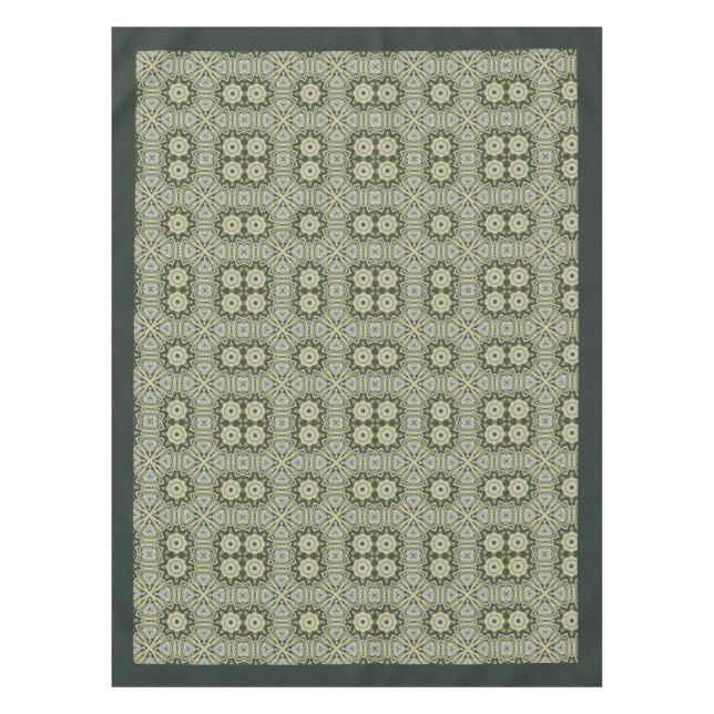 William Morris Pimpernel Pattern Green Gold Tablecloth (Front)