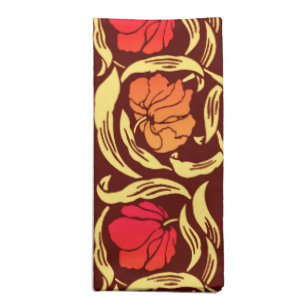 William Morris Pimpernel, Rust Orange and Brown Cloth Napkin