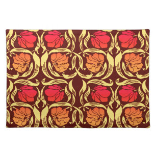William Morris Pimpernel, Rust Orange and Brown Cloth Placemat